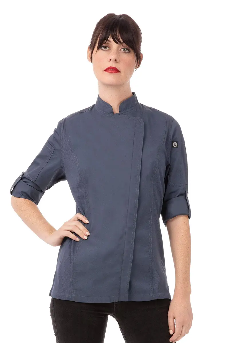 Chef Works Women's Hartford Chef Coat, XX-Large | Lightweight, Breathable & Durable in Blue - main product image