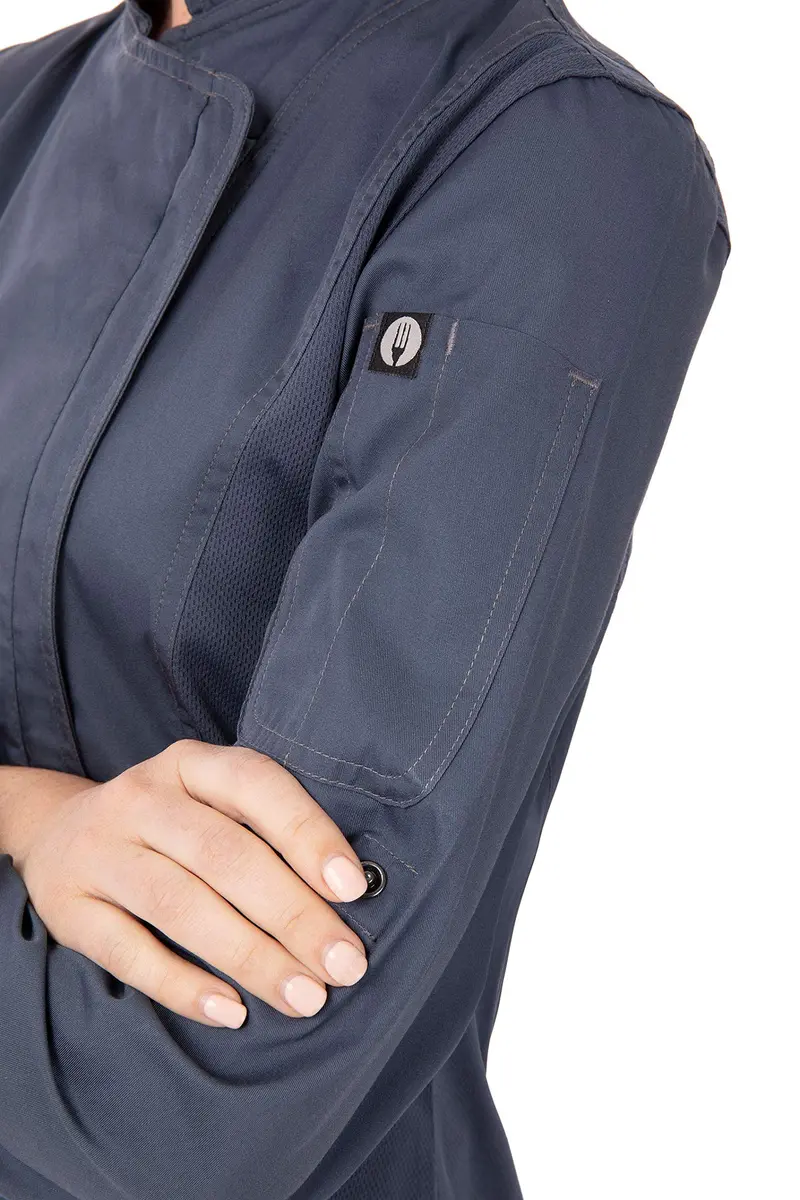 Chef Works Women's Hartford Chef Coat, XX-Large | Lightweight, Breathable & Durable in Blue - view 4