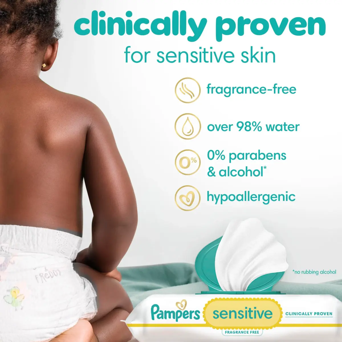 Pampers Sensitive Baby Wipes, 504 Count (9 Packs) | Clinically Proven for Healthier Skin - view 4