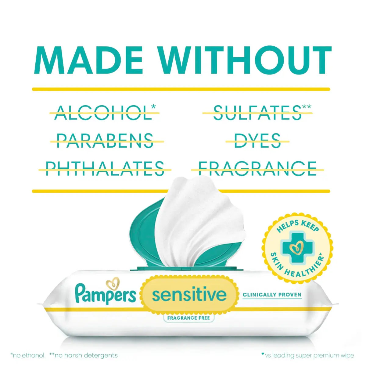 Pampers Sensitive Baby Wipes, 504 Count (9 Packs) | Clinically Proven for Healthier Skin - view 7