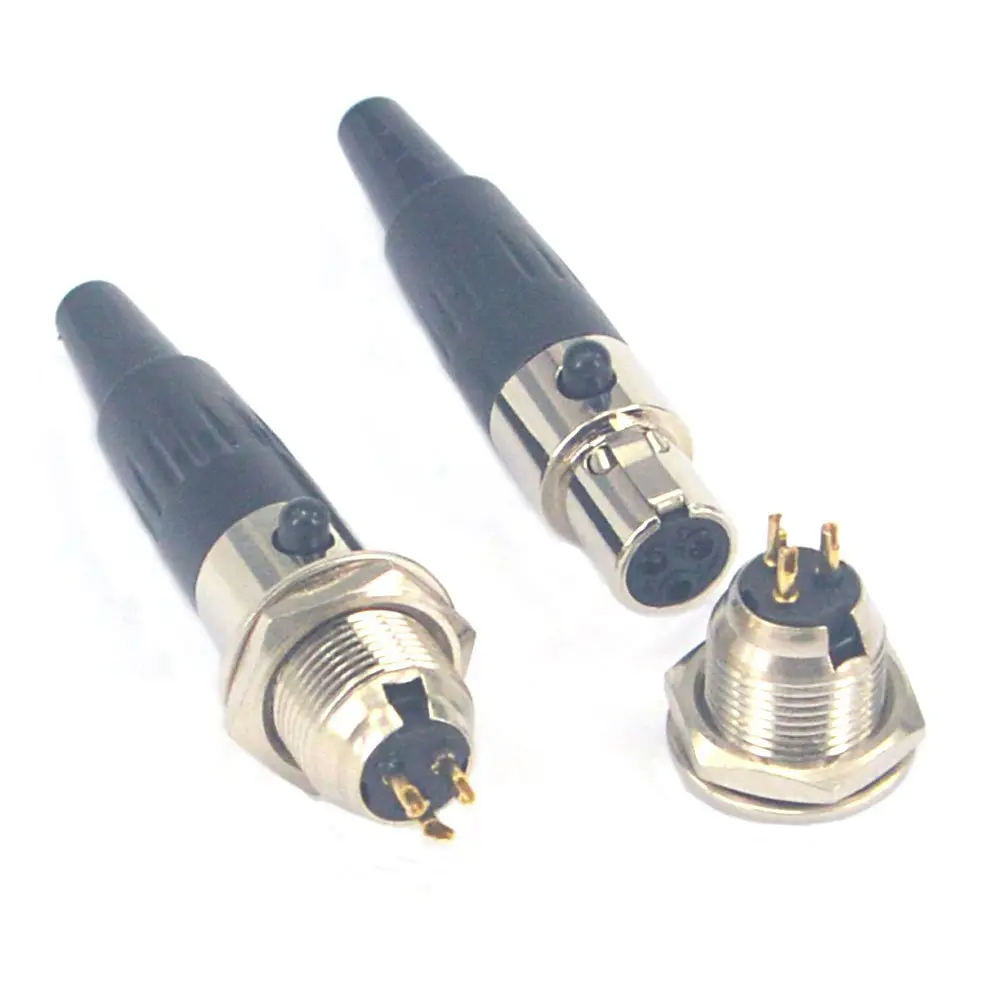 onelinkmore Mini XLR TA3F 3 Pin Female Connector DIY 2 Sets | Gold-Plated Connectors for Pro Microphones - main product image