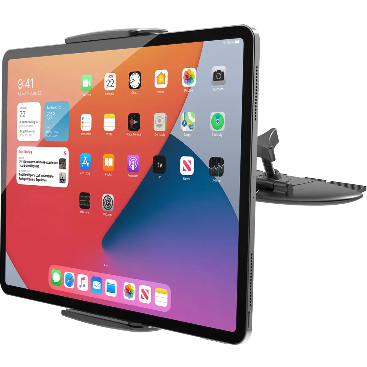 APPS2Car Sturdy CD Slot Tablet Mount | Universal 4.7-11" Holder for iPad Pro Mini iPhone Galaxy Z Fold, 208mm Arm - main product image