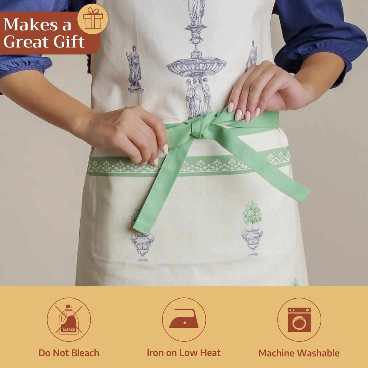 Maison d' Hermine Aprons for women with Pocket 100% Cotton | Stylish & Durable Kitchen Apron - view 5