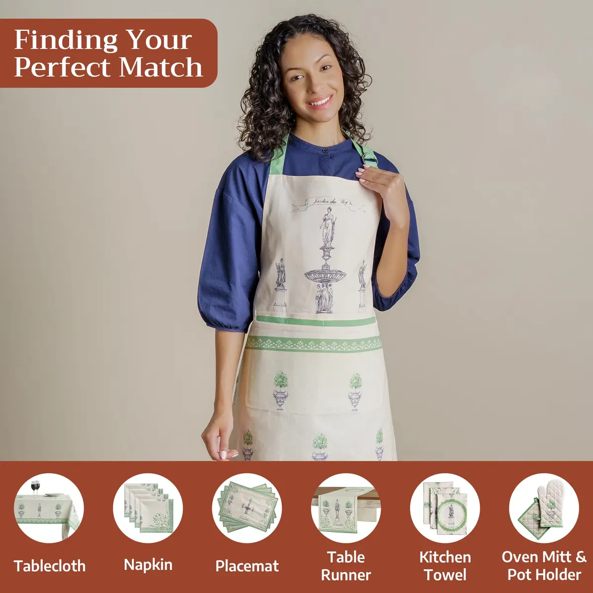Maison d' Hermine Aprons for women with Pocket 100% Cotton | Stylish & Durable Kitchen Apron - view 4