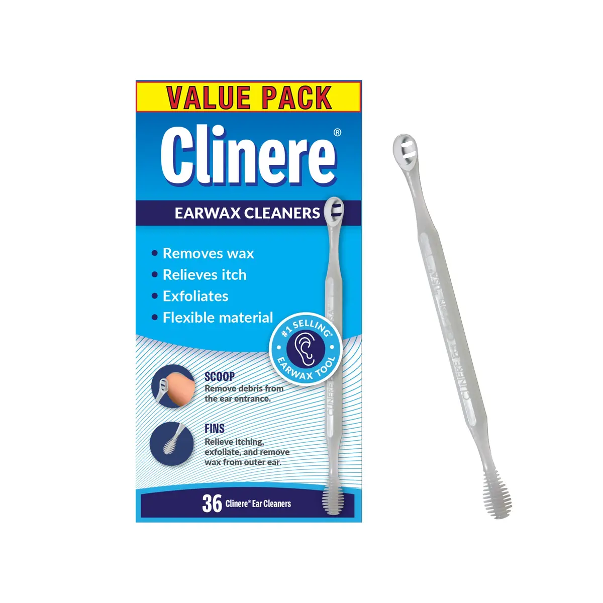 Clinere Ear Cleaners Ear Wax Removal Tool Itch Relief 36 Count | Safe & Gentle Ear Cleaning for Home Use - main product image