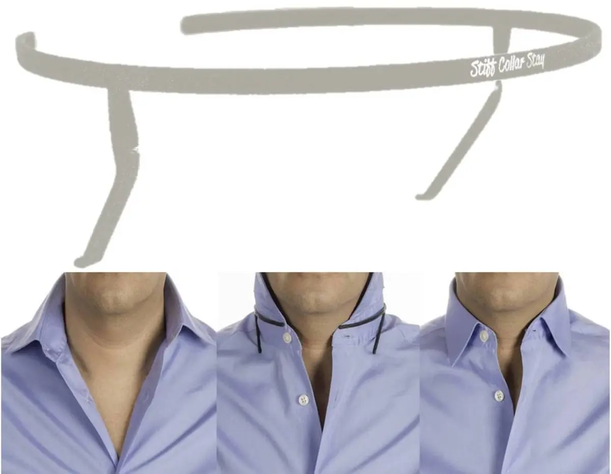 Stiff Collar Stay Off-White Metal Collar Support System | 20.5" (52.1 cm) | Keeps Collars Sharp - main product image