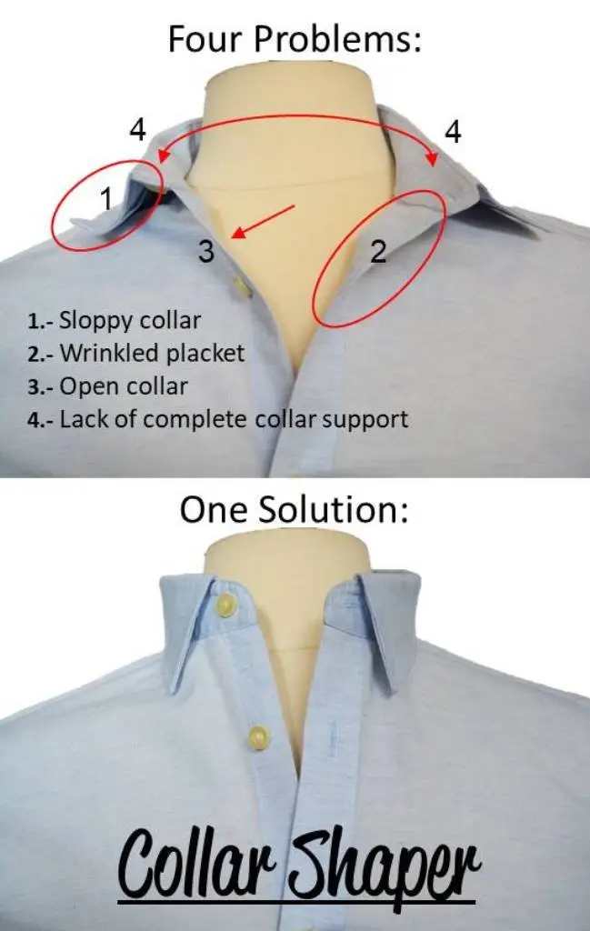 Stiff Collar Stay Adjustable Metal Shirt Collar Support Size 18 Off-White | Keeps Collar Flawless - view 2