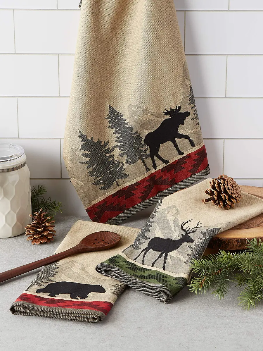 DII Woodlands Collection Dishtowel Set 18x28 inches (45.7x71.1 cm) | 100% Cotton, Ultra Absorbent, Low Lint - view 5