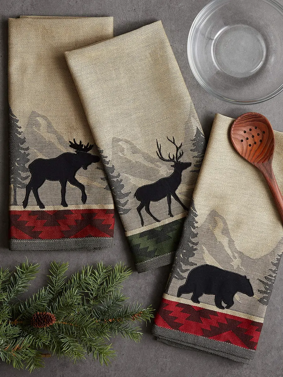 DII Woodlands Collection Dishtowel Set 18x28 inches (45.7x71.1 cm) | 100% Cotton, Ultra Absorbent, Low Lint - view 6