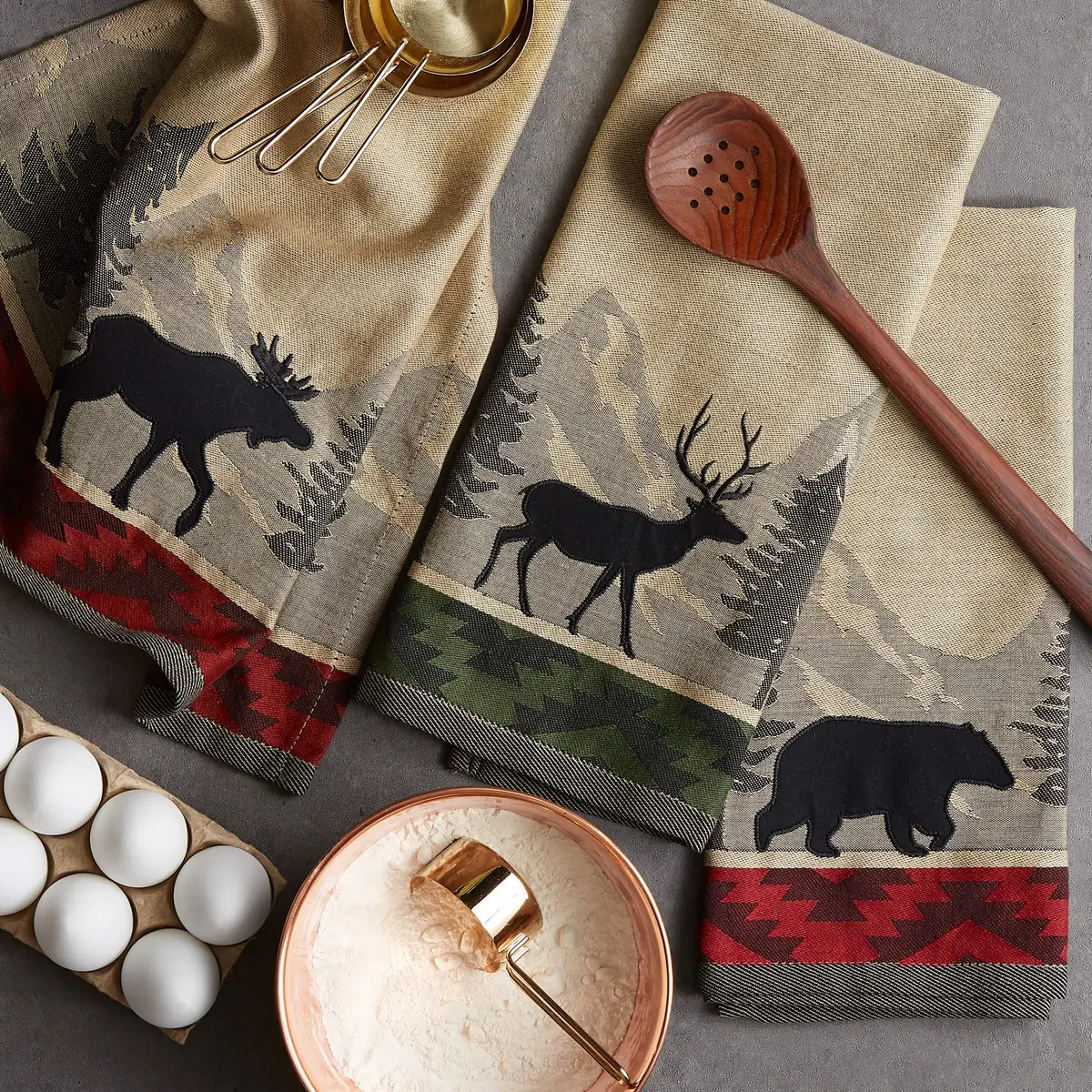 DII Woodlands Collection Dishtowel Set 18x28 inches (45.7x71.1 cm) | 100% Cotton, Ultra Absorbent, Low Lint - view 4