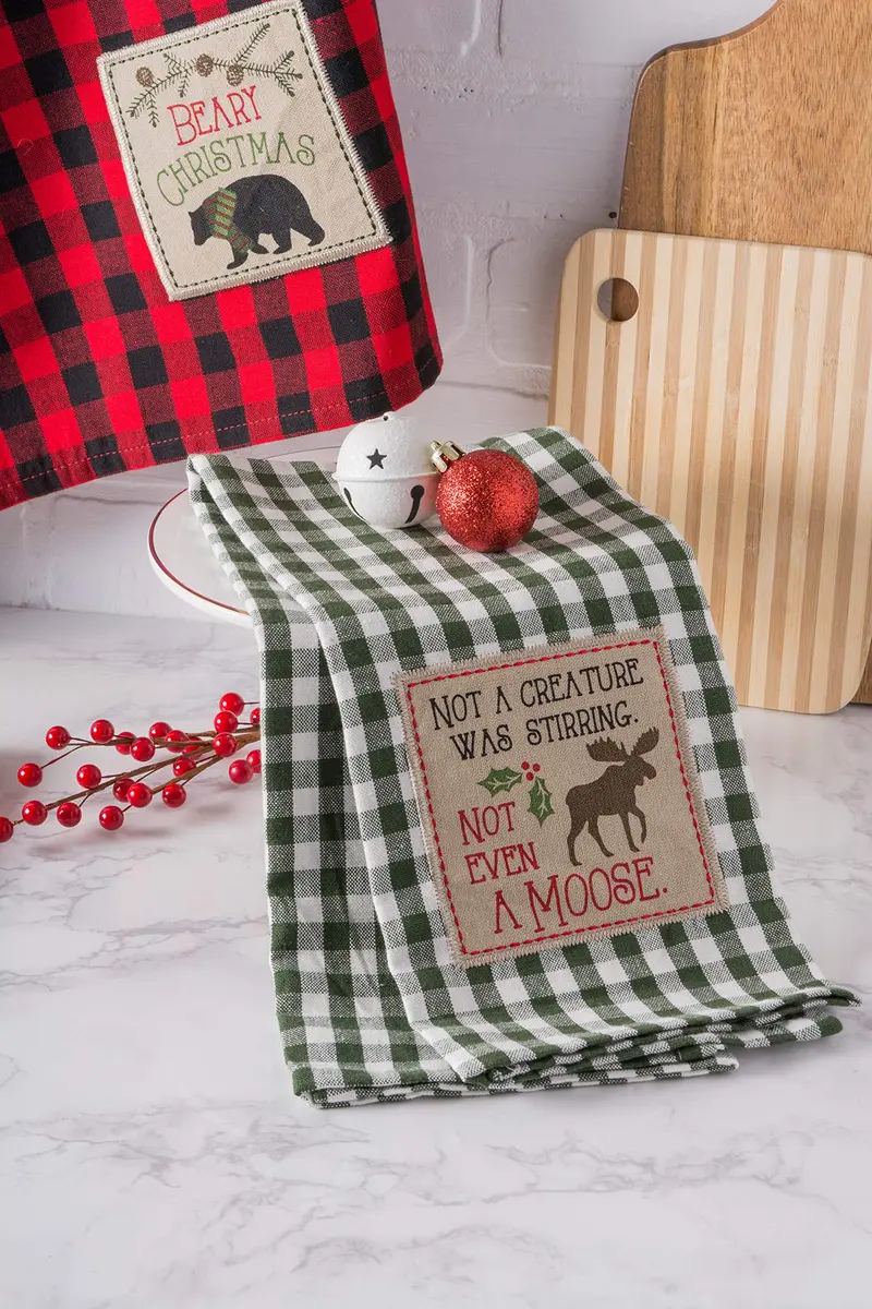 DII Holiday Kitchen Towels Embroidered Dish Towel Set, 18x28, Cabin Christmas, 3 Piece - view 5