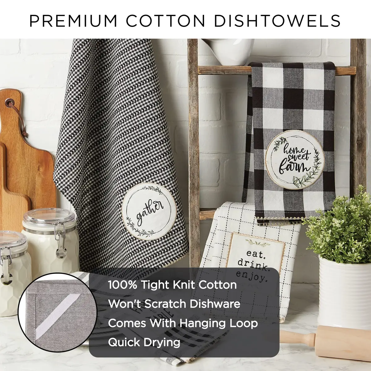 DII Holiday Kitchen Towels Embroidered Dish Towel Set, 18x28, Cabin Christmas, 3 Piece - view 6