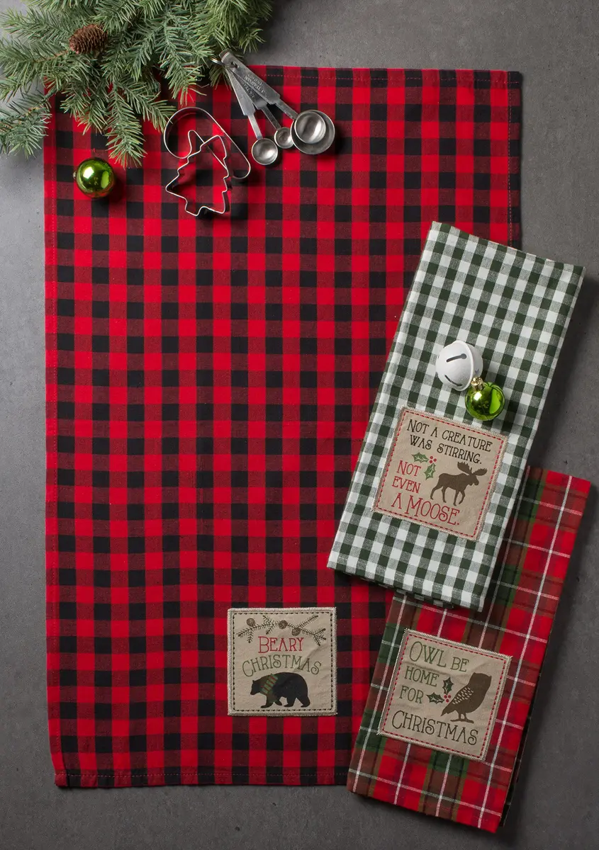 DII Holiday Kitchen Towels Embroidered Dish Towel Set, 18x28, Cabin Christmas, 3 Piece - view 2