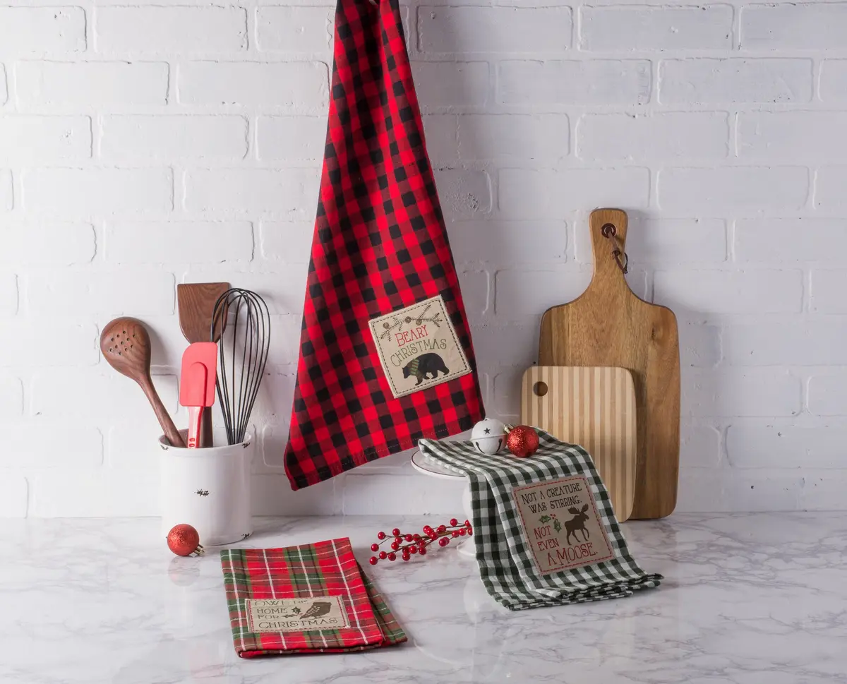 DII Holiday Kitchen Towels Embroidered Dish Towel Set, 18x28, Cabin Christmas, 3 Piece - view 3