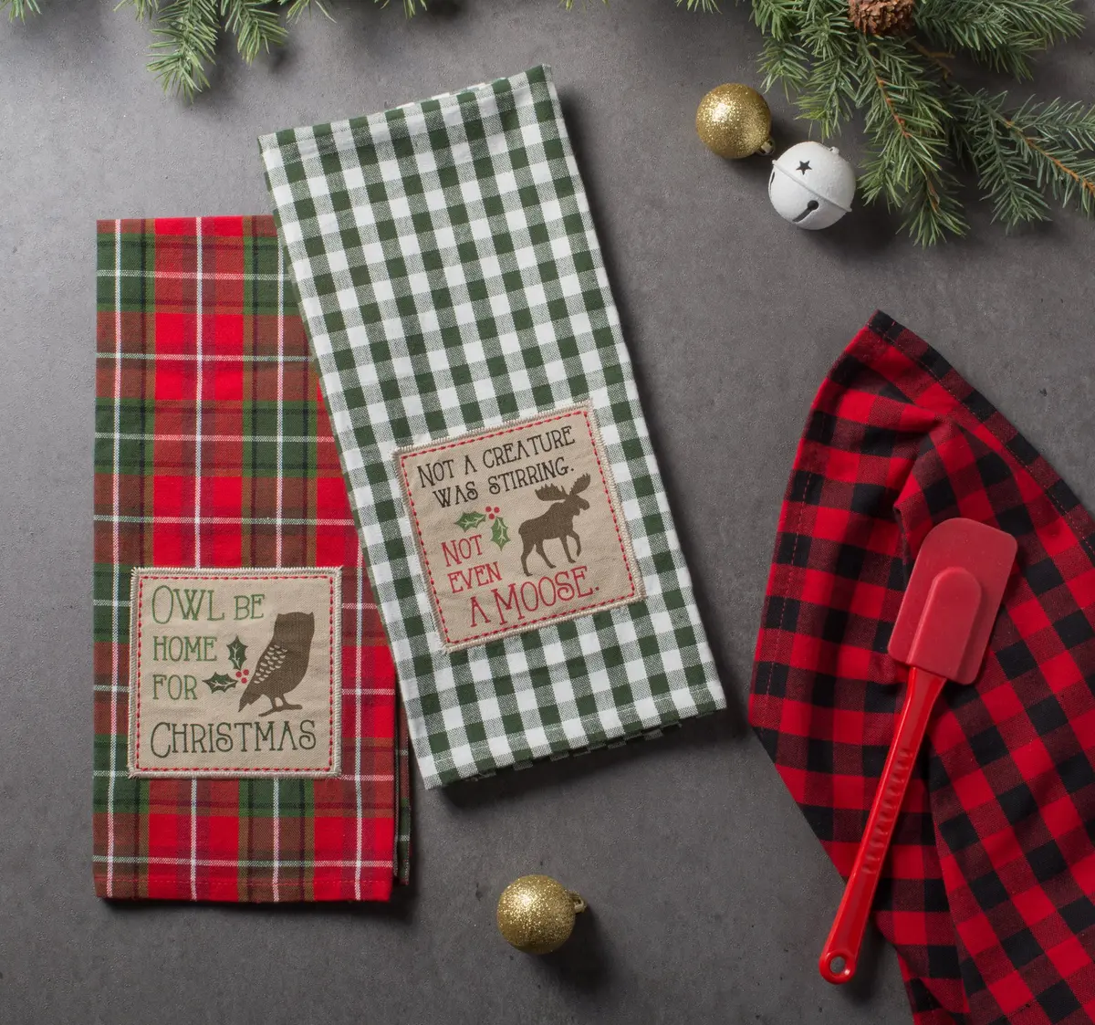 DII Holiday Kitchen Towels Embroidered Dish Towel Set, 18x28, Cabin Christmas, 3 Piece - view 4