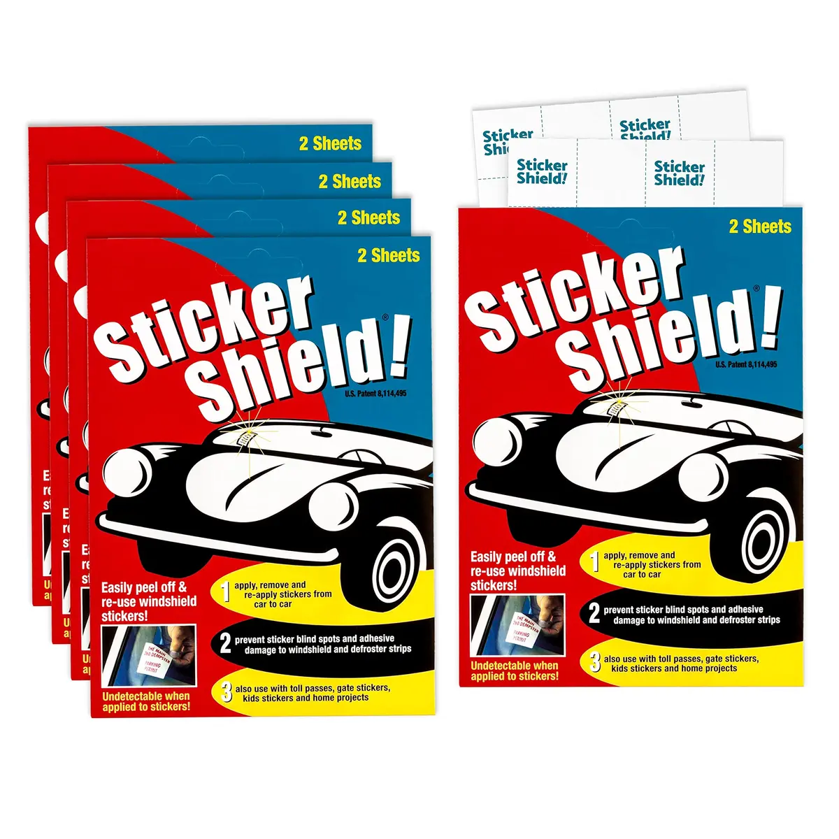 Sticker Shield Windshield Sticker Applicator 4" x 6" Sheets | Reusable Clear Film for Easy Application & Removal - main product image