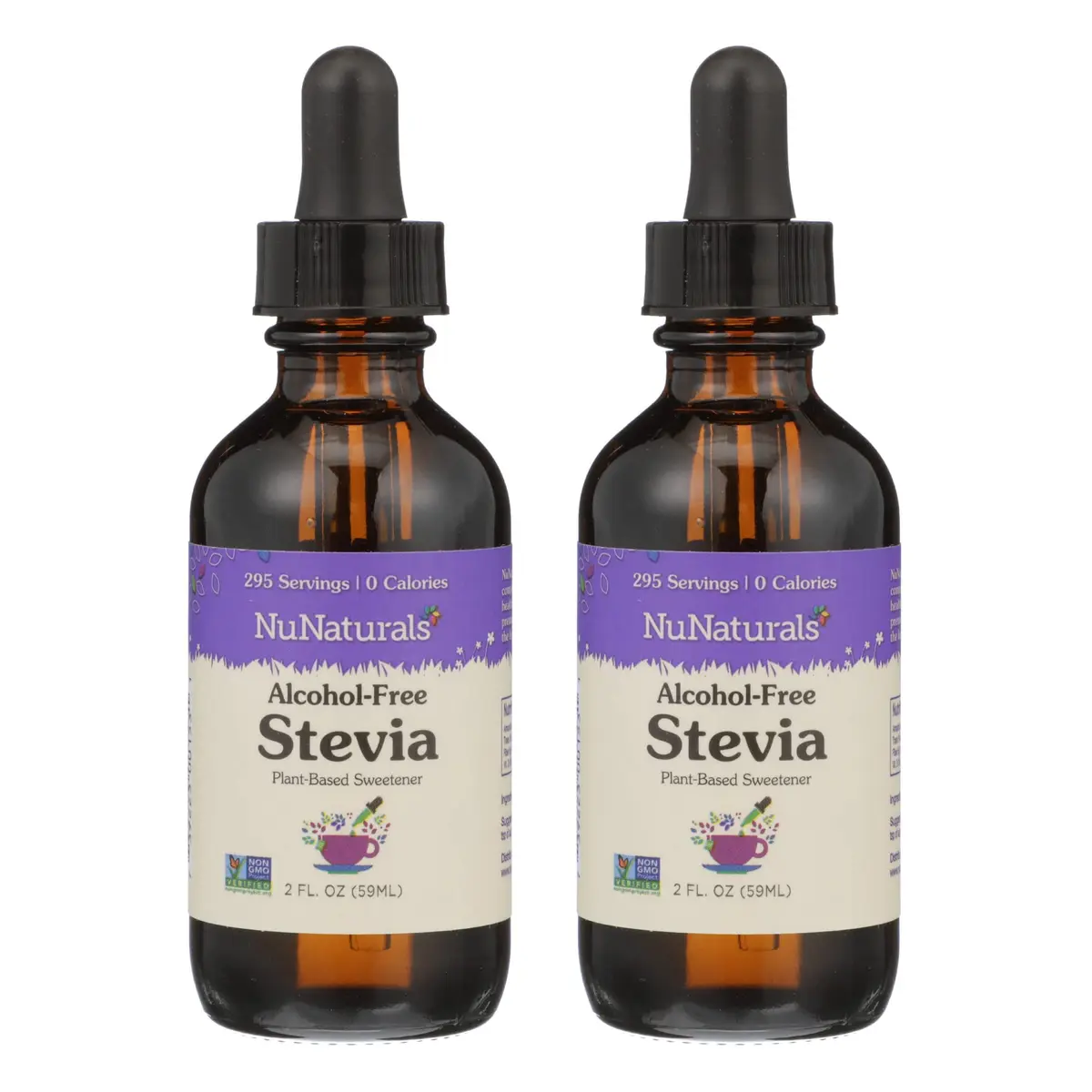 Nunaturals Liquid Stevia Sweetener, 2oz (2-Pack) | Pure, Unflavored, All-Natural Sugar Substitute - main product image