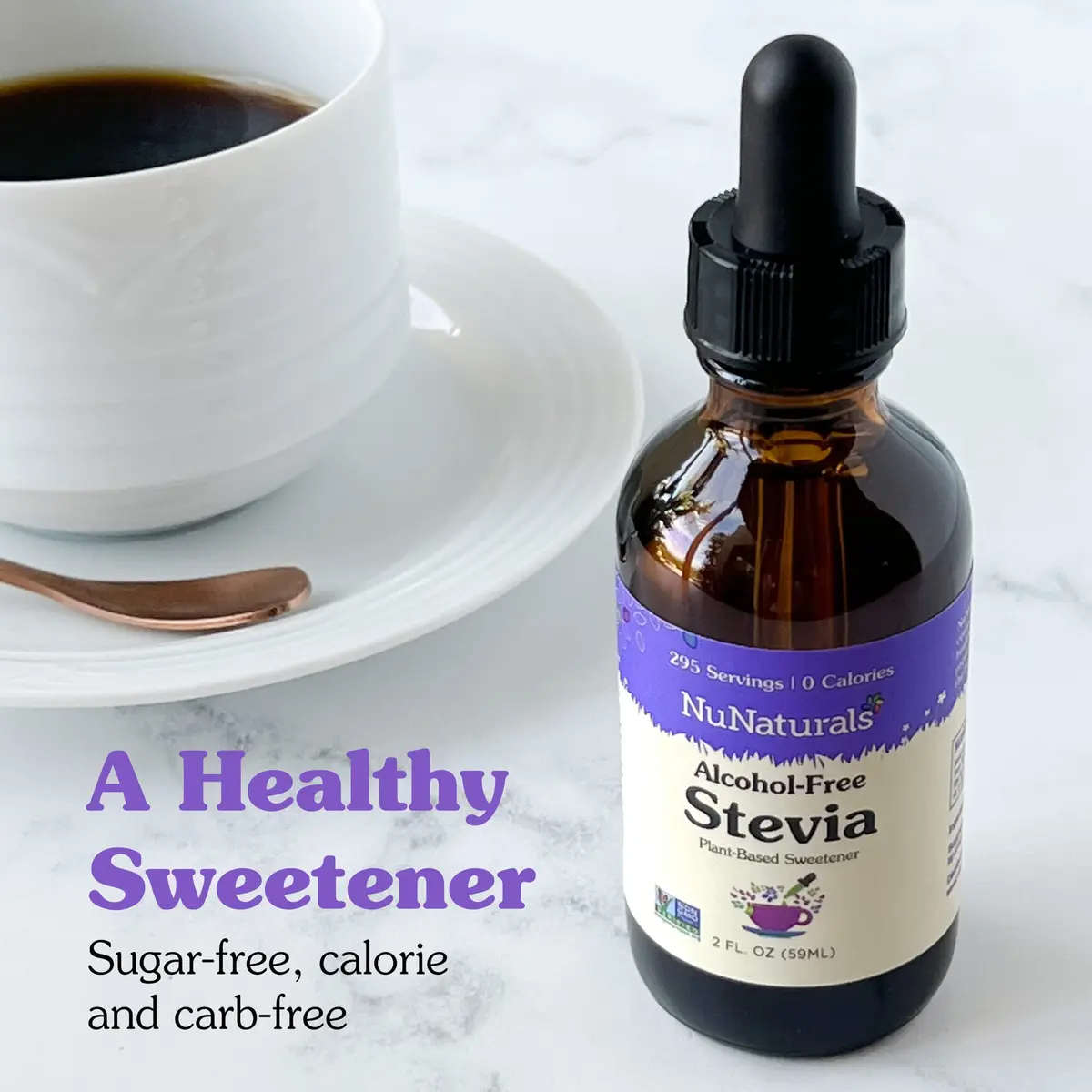 Nunaturals Liquid Stevia Sweetener, 2oz (2-Pack) | Pure, Unflavored, All-Natural Sugar Substitute - view 6