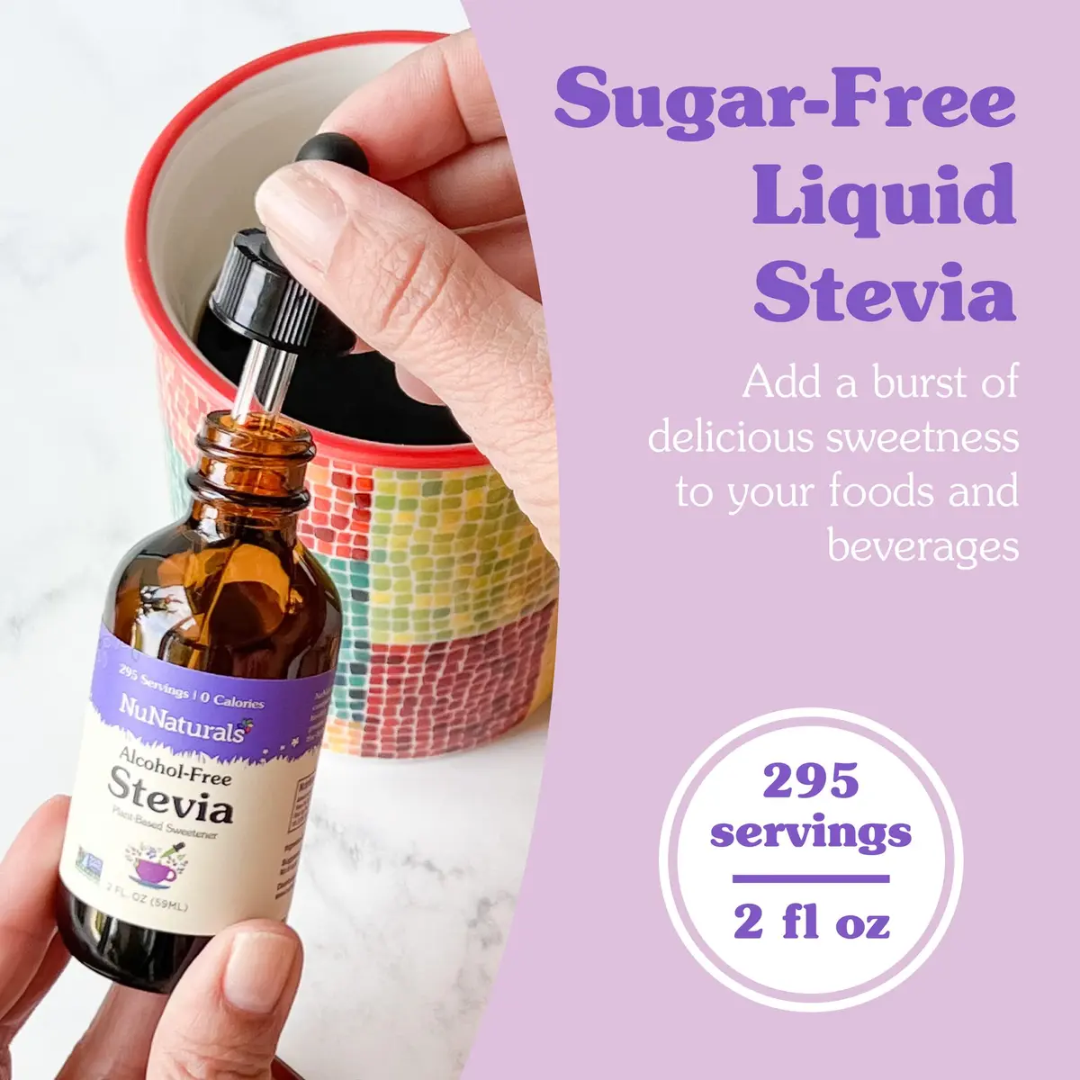 Nunaturals Liquid Stevia Sweetener, 2oz (2-Pack) | Pure, Unflavored, All-Natural Sugar Substitute - view 2