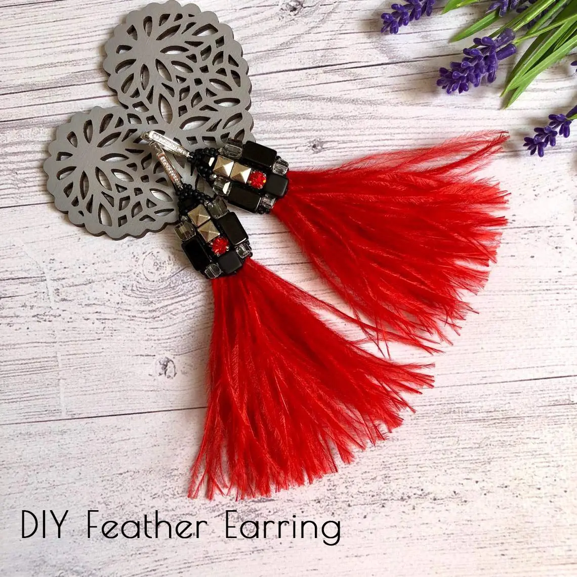 AWAYTR 2 Yards Ostrich Feather Fringe for Sewing Crafts, Red | Whimsical DIY Decoration - view 2