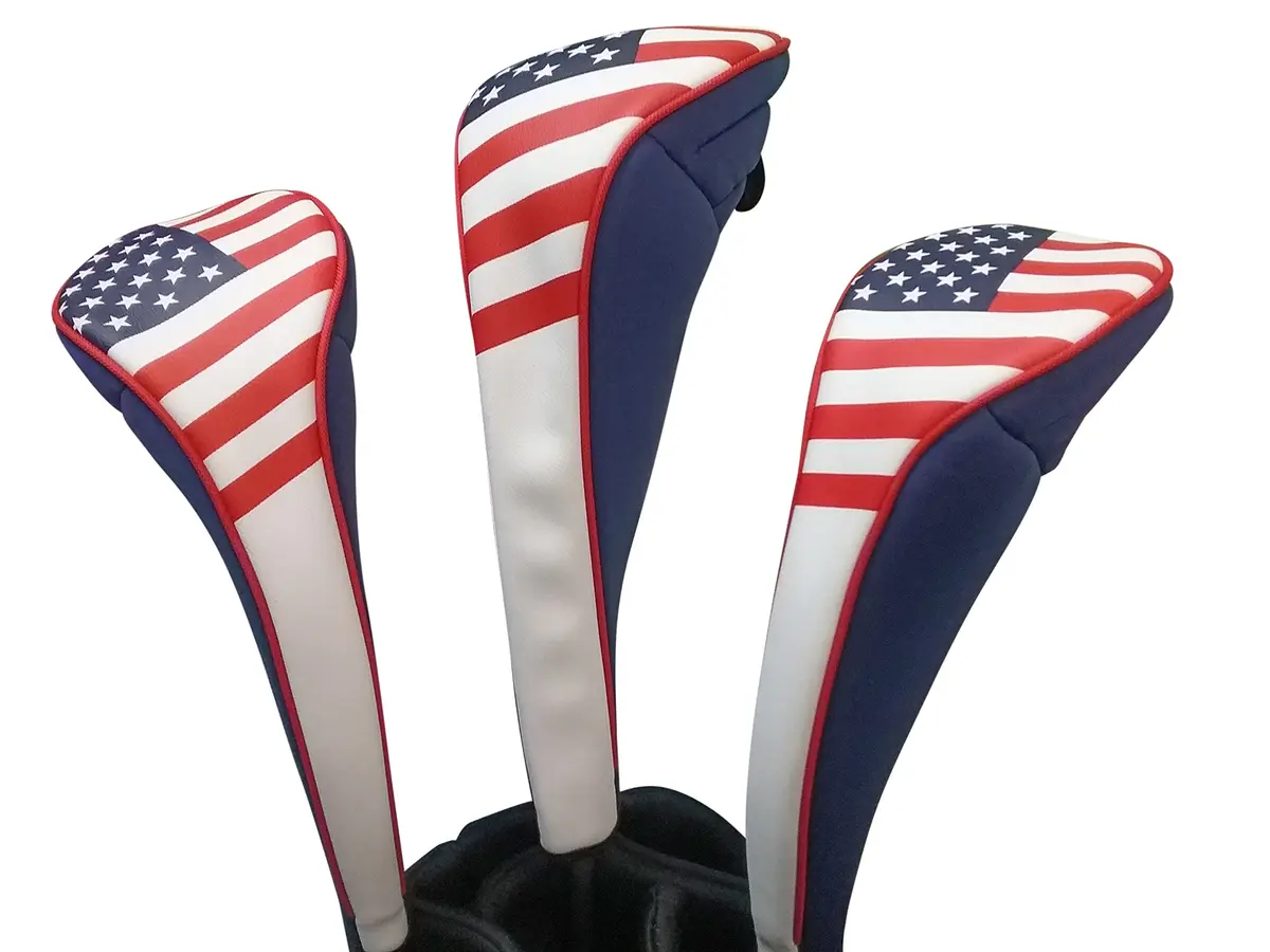 Majek USA Patriot Golf Zipper Head Covers Driver 1 3 5 | Patriotic Neoprene Golf Club Covers (up to 460cc) - main product image