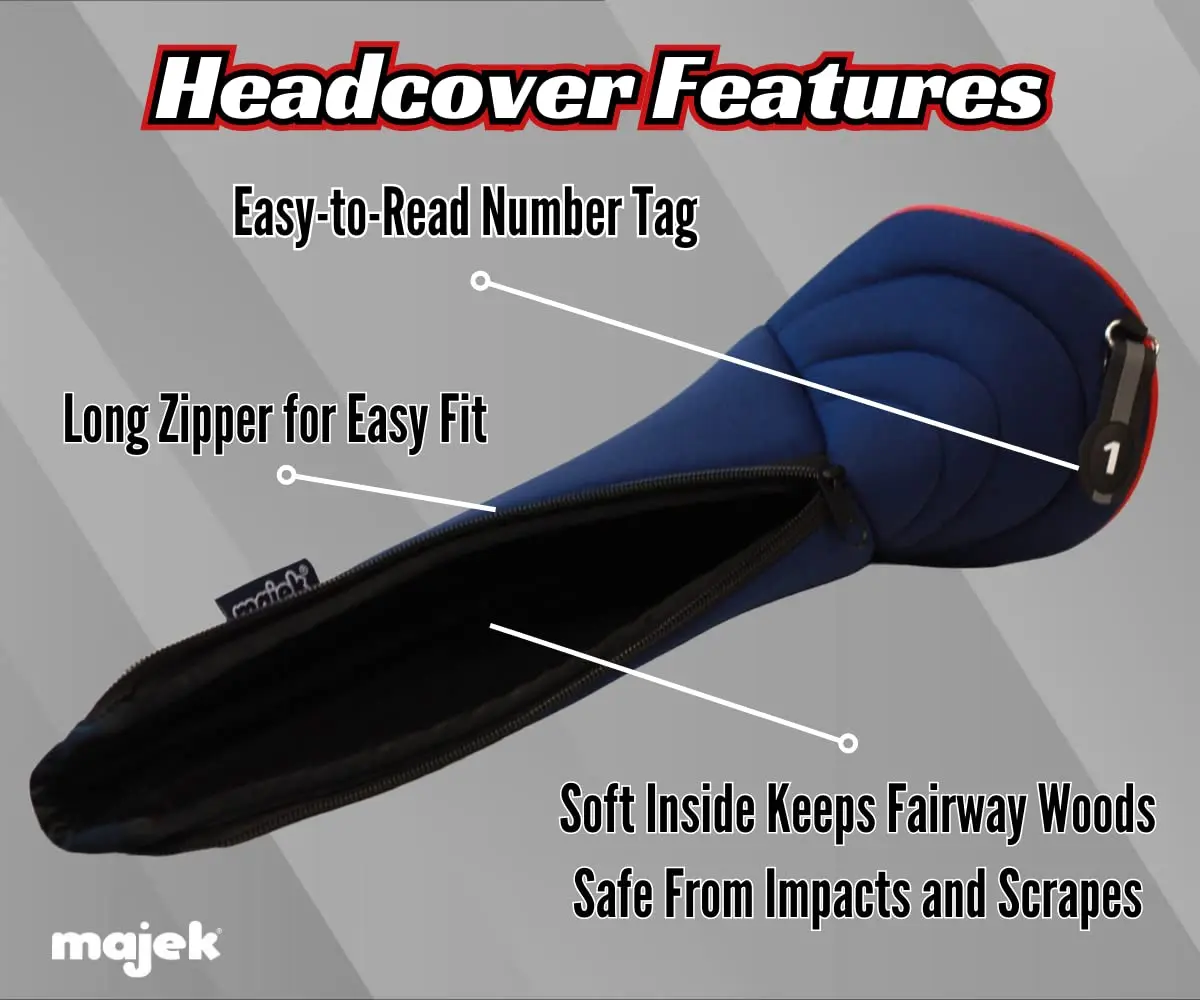 Majek USA Patriot Golf Zipper Head Covers Driver #1 Neoprene | Thick, Stretchy & Impact-Resistant - view 3