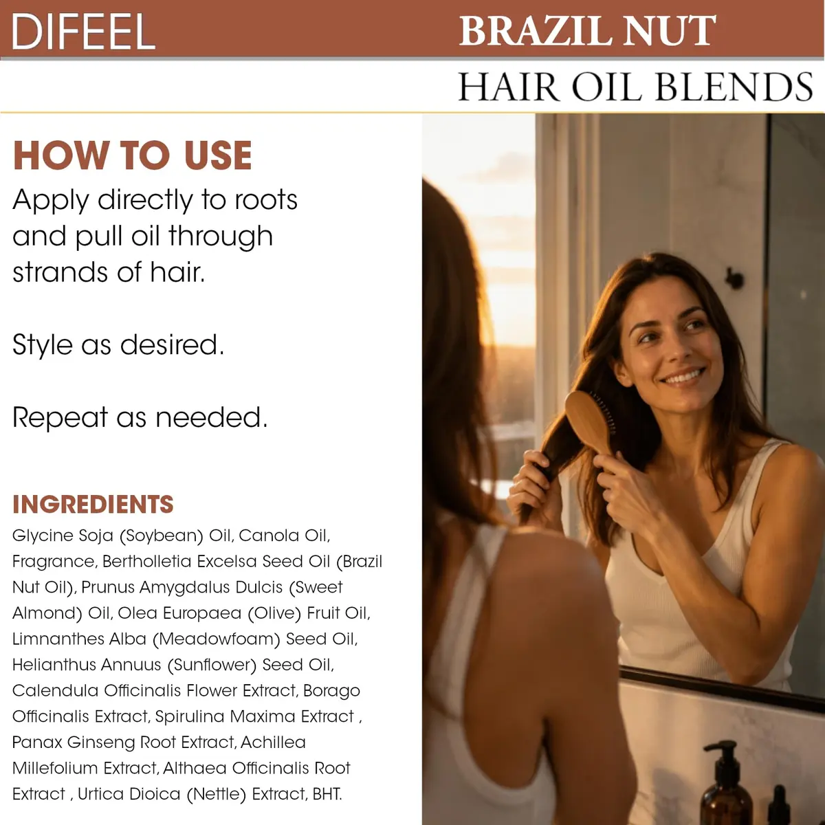 Difeel Brazil Nut Hair Oil Blend 74ml (2.5 Fl Oz) | Deeply Nourishes Dry Hair - view 7