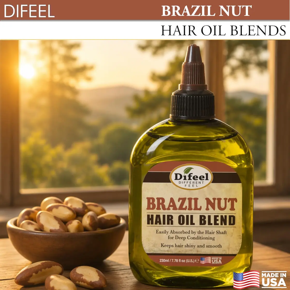 Difeel Brazil Nut Hair Oil Blend 74ml (2.5 Fl Oz) | Deeply Nourishes Dry Hair - view 2