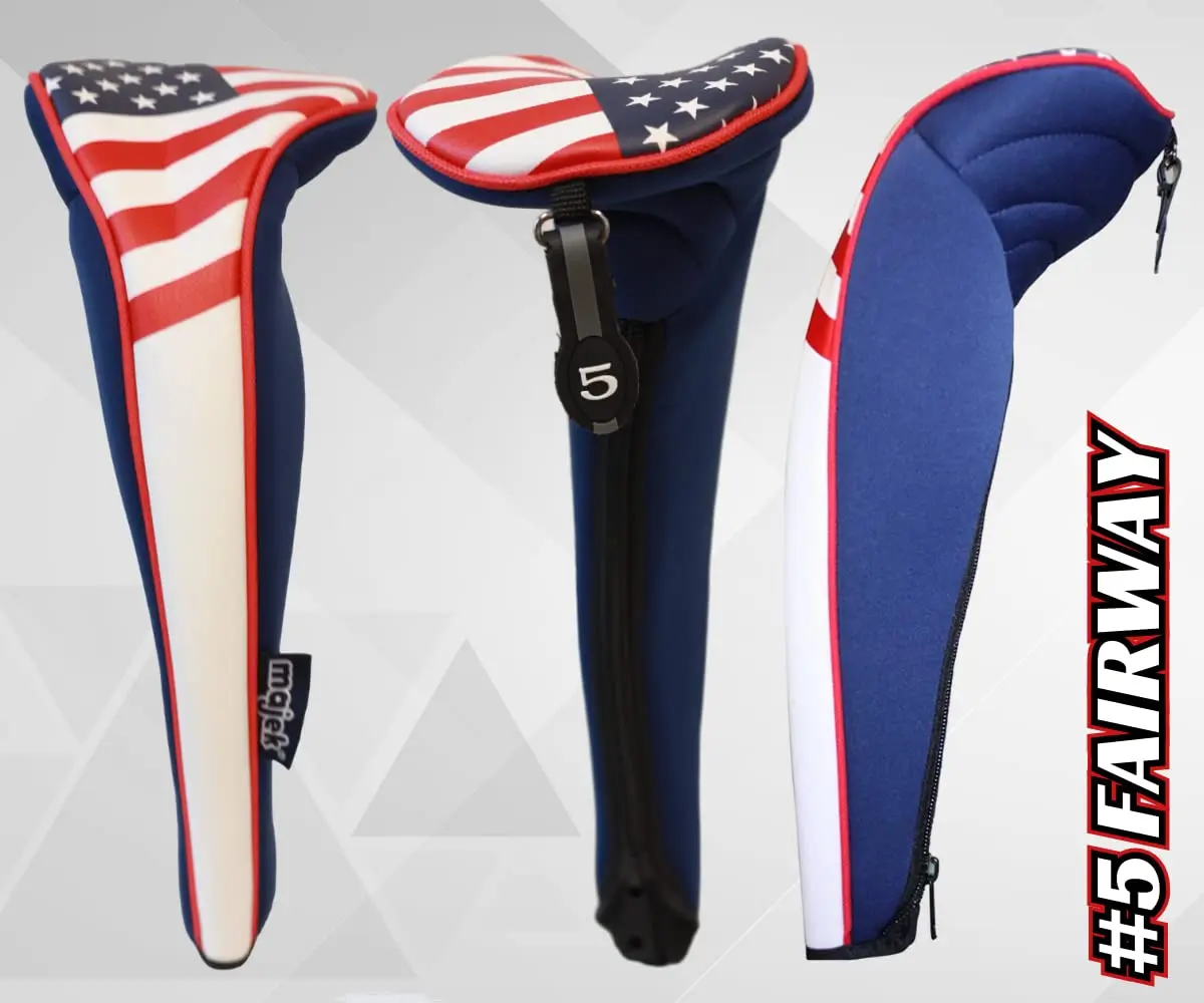 Majek USA Patriot Golf Zipper Head Covers 5 Fairway Woods Neoprene Patriotic Fit - view 4