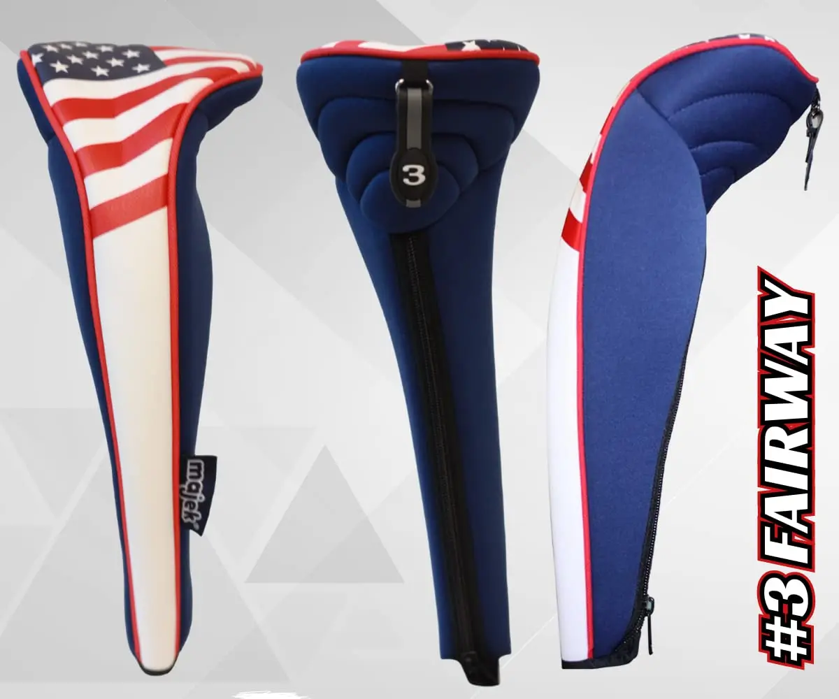 Majek USA Patriot Golf Zipper Head Covers 1 3 5 H Driver Hybrid Fairway | Patriotic Neoprene Golf Club Covers - view 6