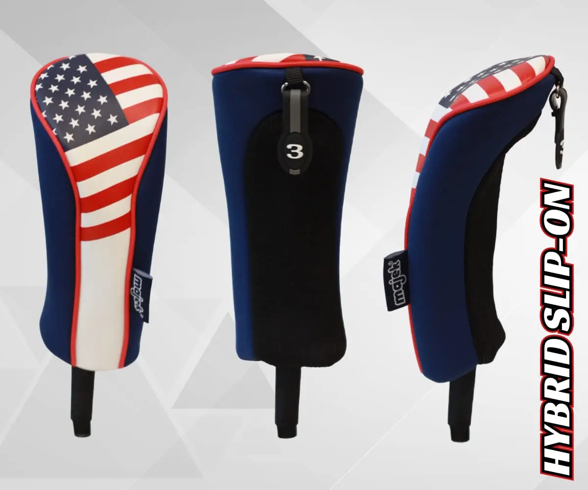 Majek USA Patriot Golf Zipper Head Covers 1 3 5 H Driver Hybrid Fairway | Patriotic Neoprene Golf Club Covers - view 8