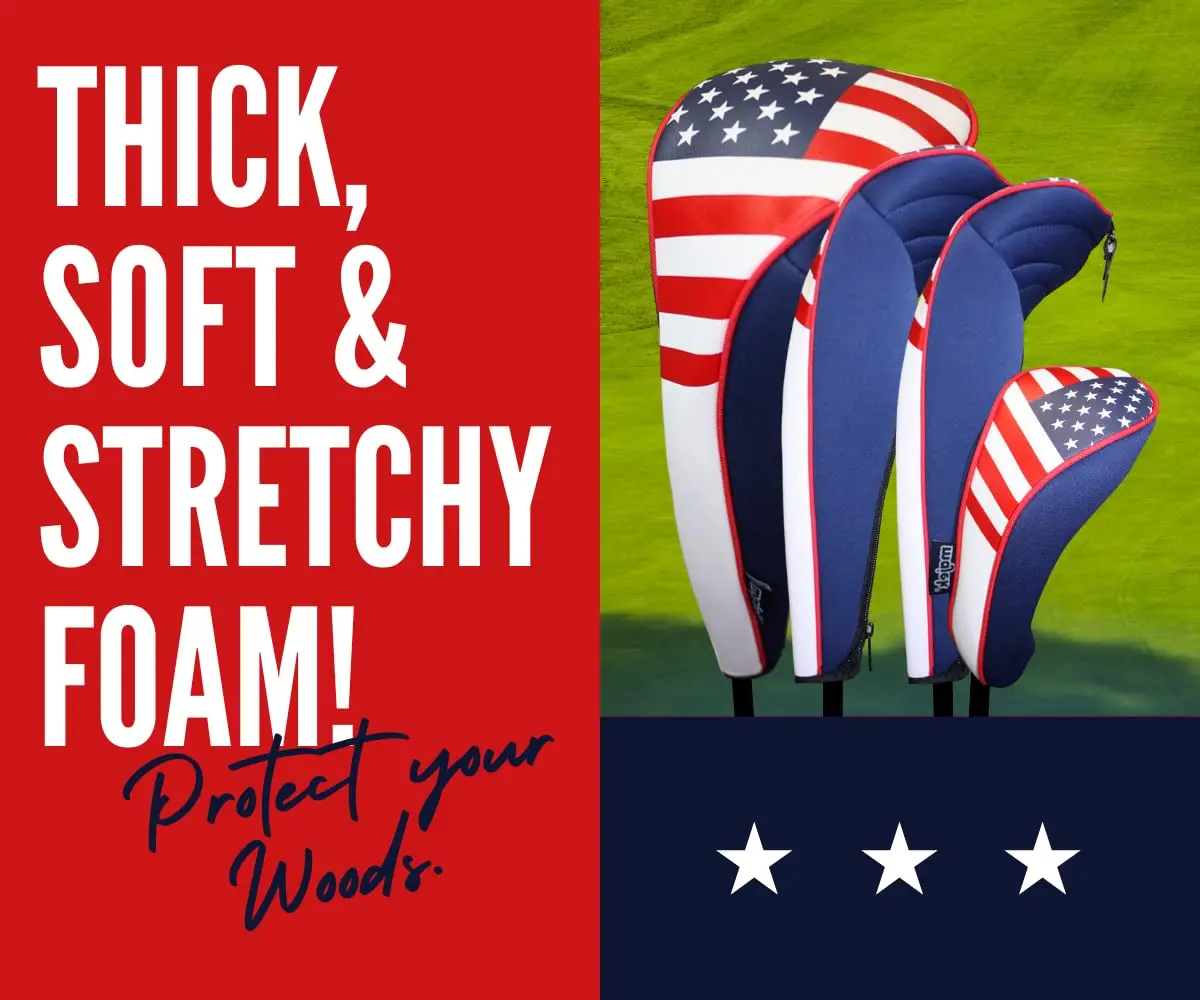 Majek USA Patriot Golf Zipper Head Covers 1 3 5 H Driver Hybrid Fairway | Patriotic Neoprene Golf Club Covers - view 3