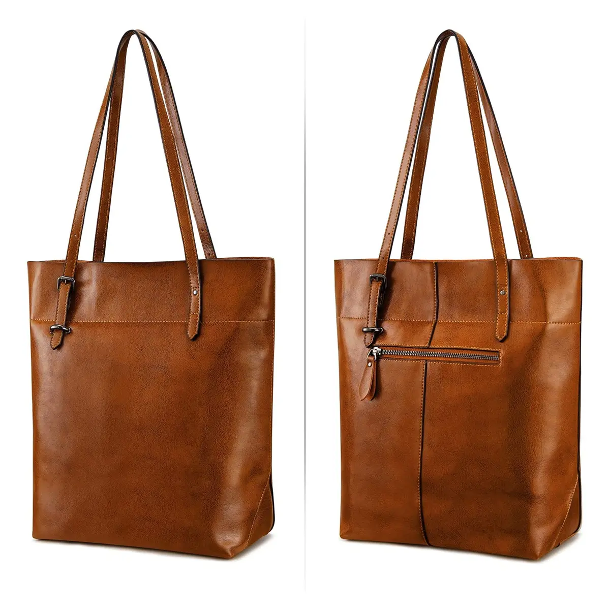 S-ZONE Vintage Genuine Leather Tote Shoulder Bag Large Capacity | Elegant & Durable - view 6