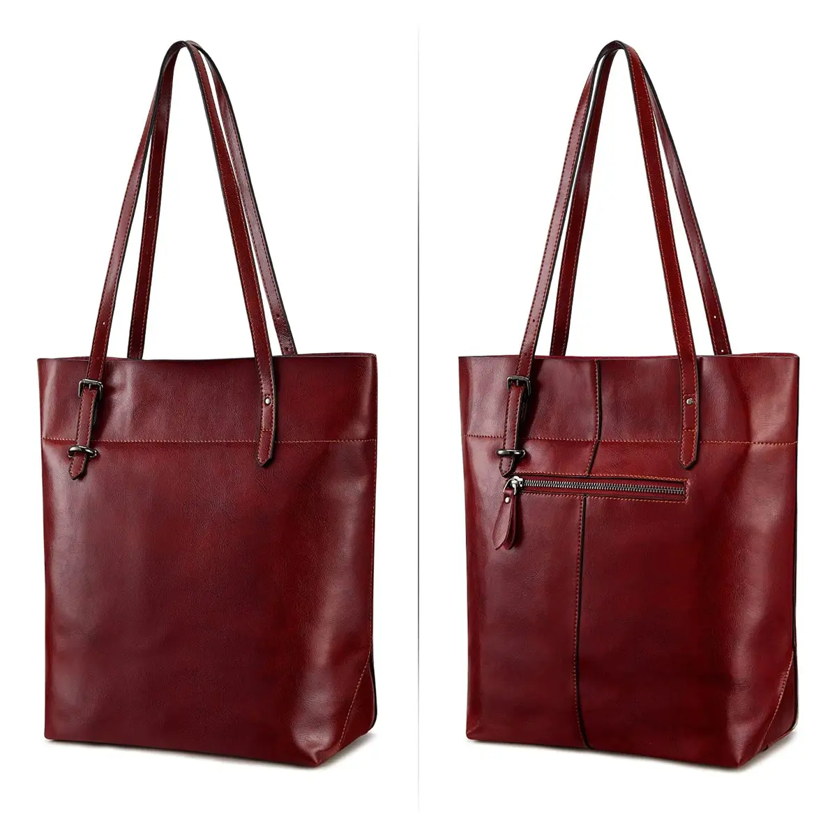 S-ZONE Vintage Genuine Leather Tote Shoulder Bag Large Capacity | Elegant & Durable - view 6