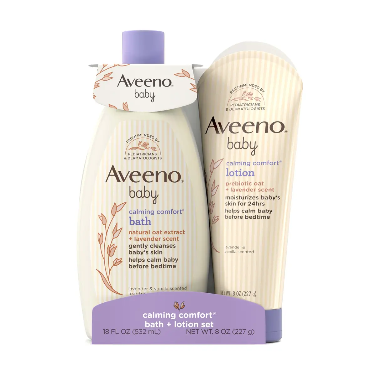 Aveeno Baby Calming Comfort Bath & Lotion Set, 2 Items | Soothing Lavender & Vanilla for Sensitive, Dry Skin - main product image