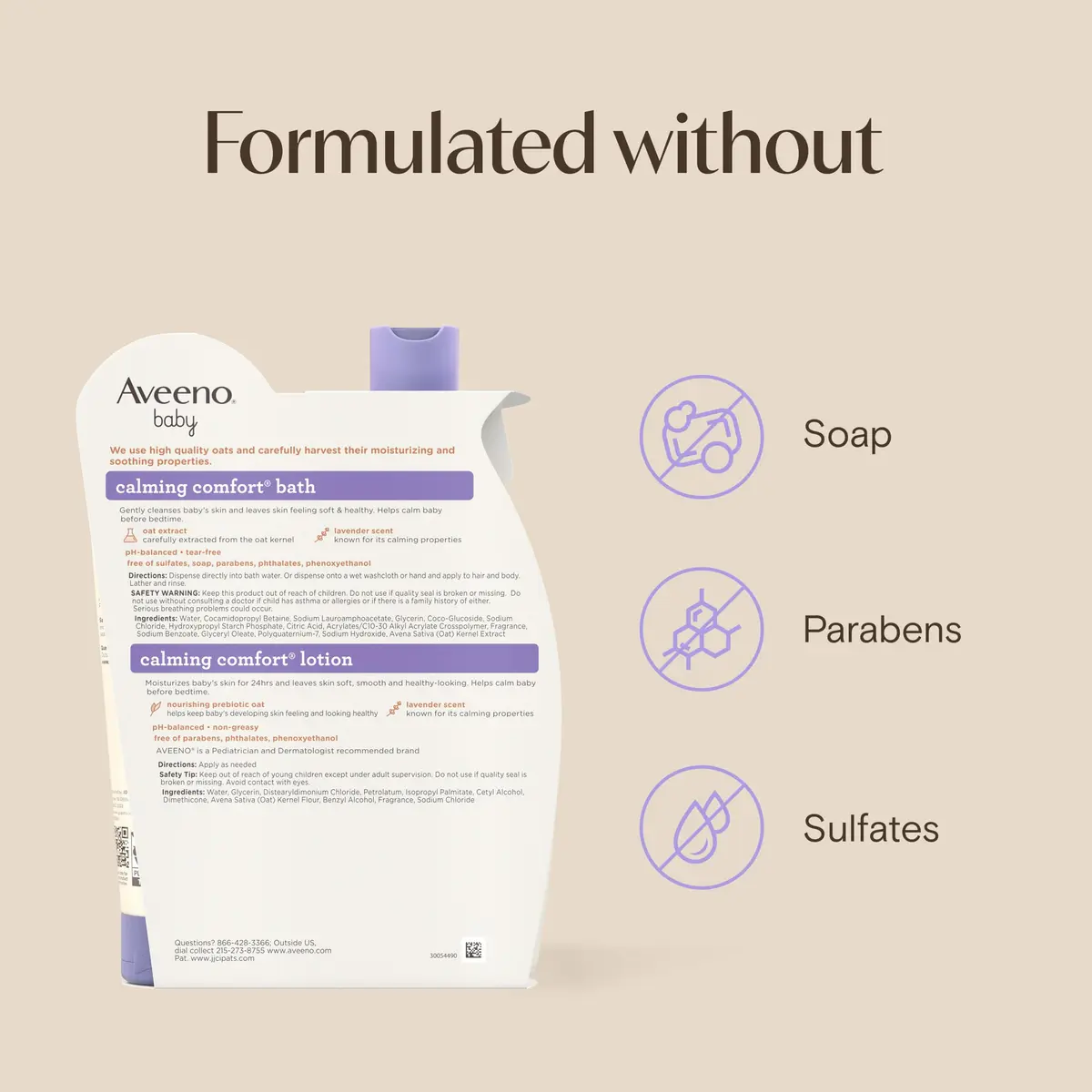 Aveeno Baby Calming Comfort Bath & Lotion Set, 2 Items | Soothing Lavender & Vanilla for Sensitive, Dry Skin - view 9