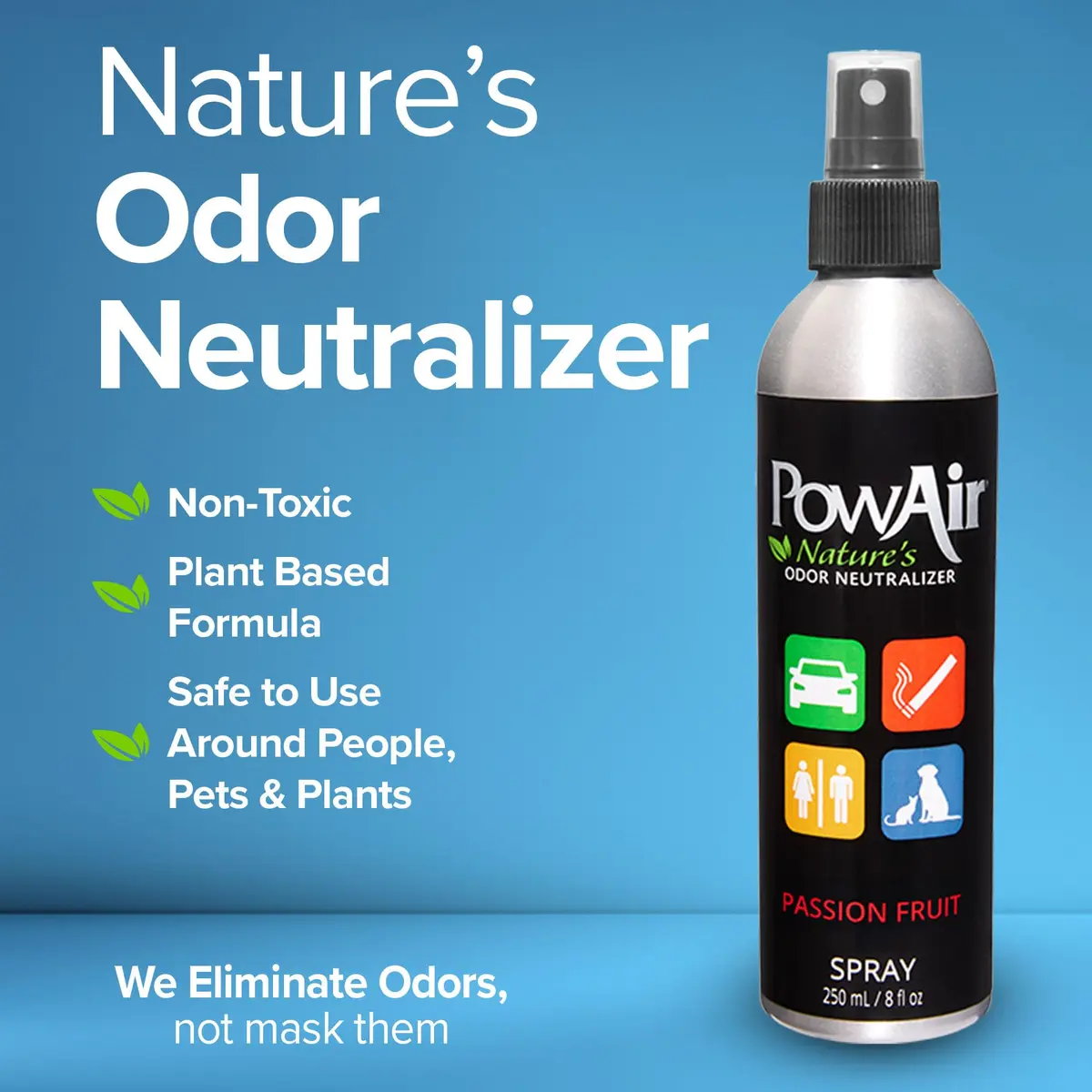 PowAir Spray Passion Fruit Odor Neutralizer 8 oz | Fast Acting, Essential Oil-Based Freshness - view 2