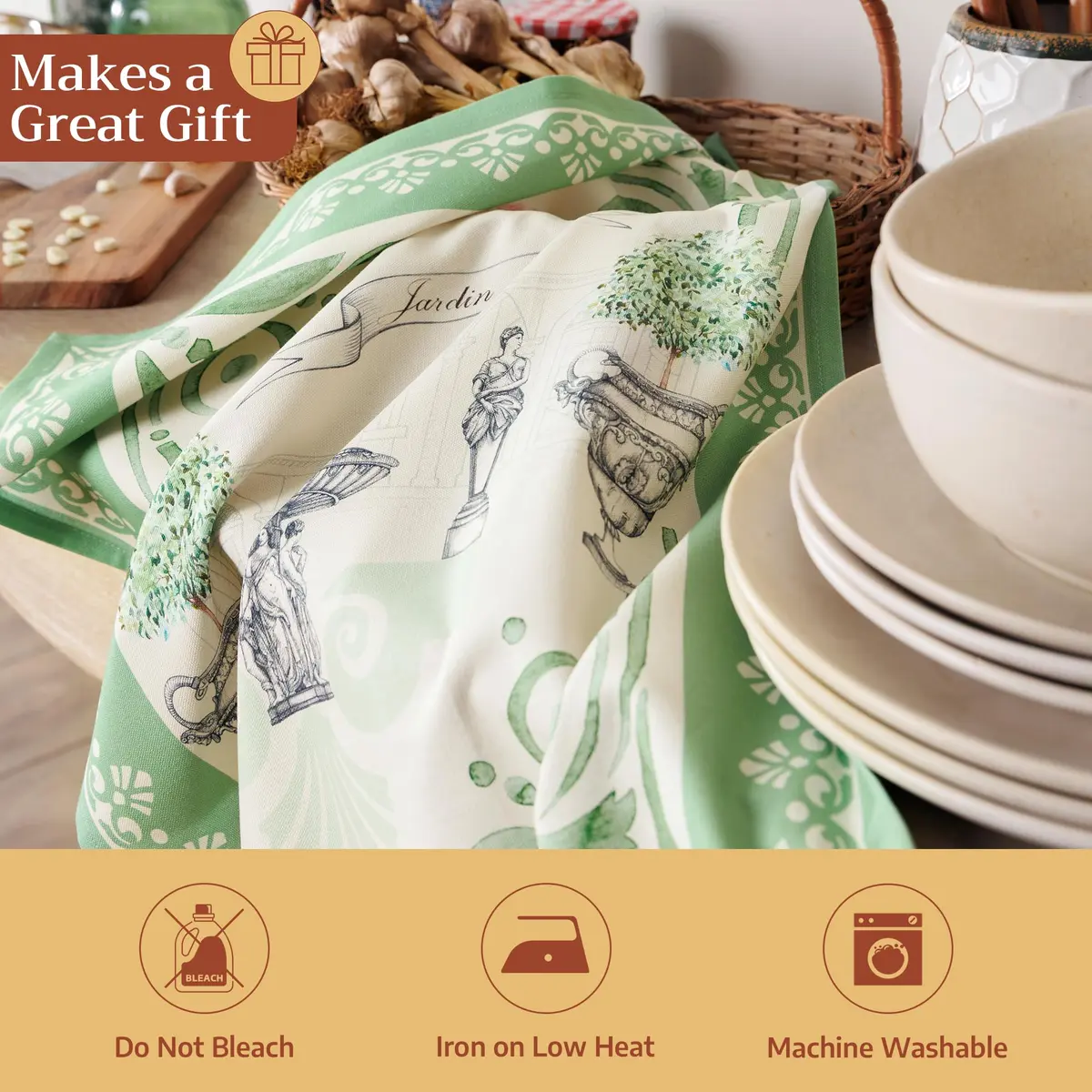 Maison d' Hermine Kitchen Towels Set of 2 | 100% Cotton, 27.50" x 20" | European Design - view 5
