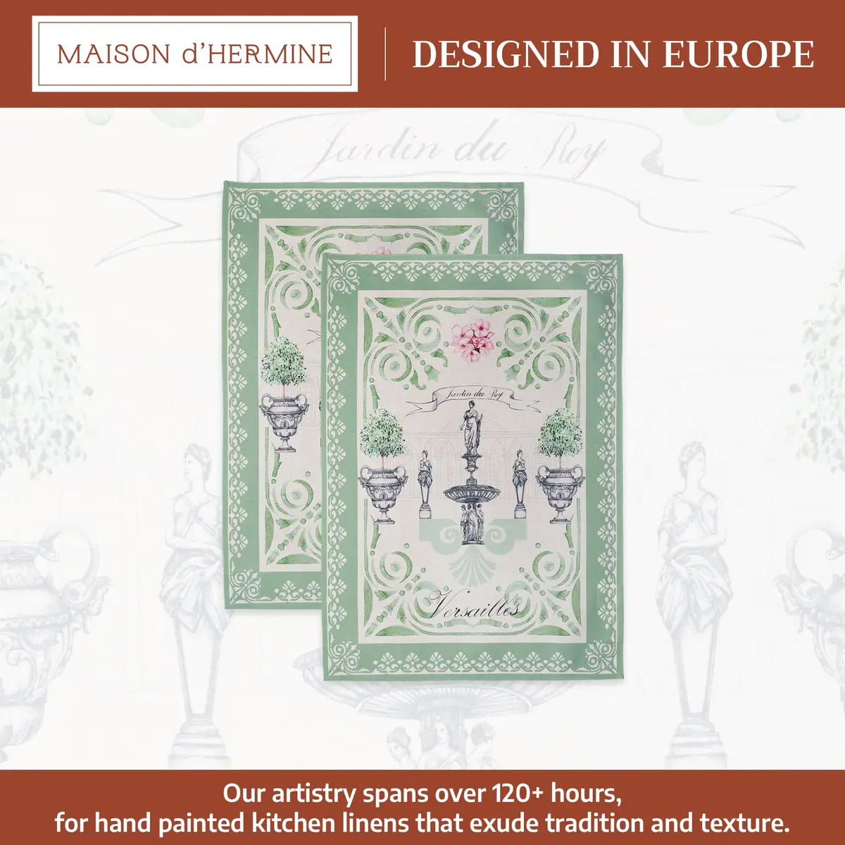 Maison d' Hermine Kitchen Towels Set of 2 | 100% Cotton, 27.50" x 20" | European Design - view 2