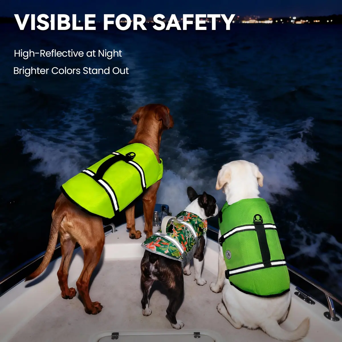 VIVAGLORY Dog Life Vest Rip Stop M Bright Yellow | Buoyant & Reflective for Water Safety - view 4