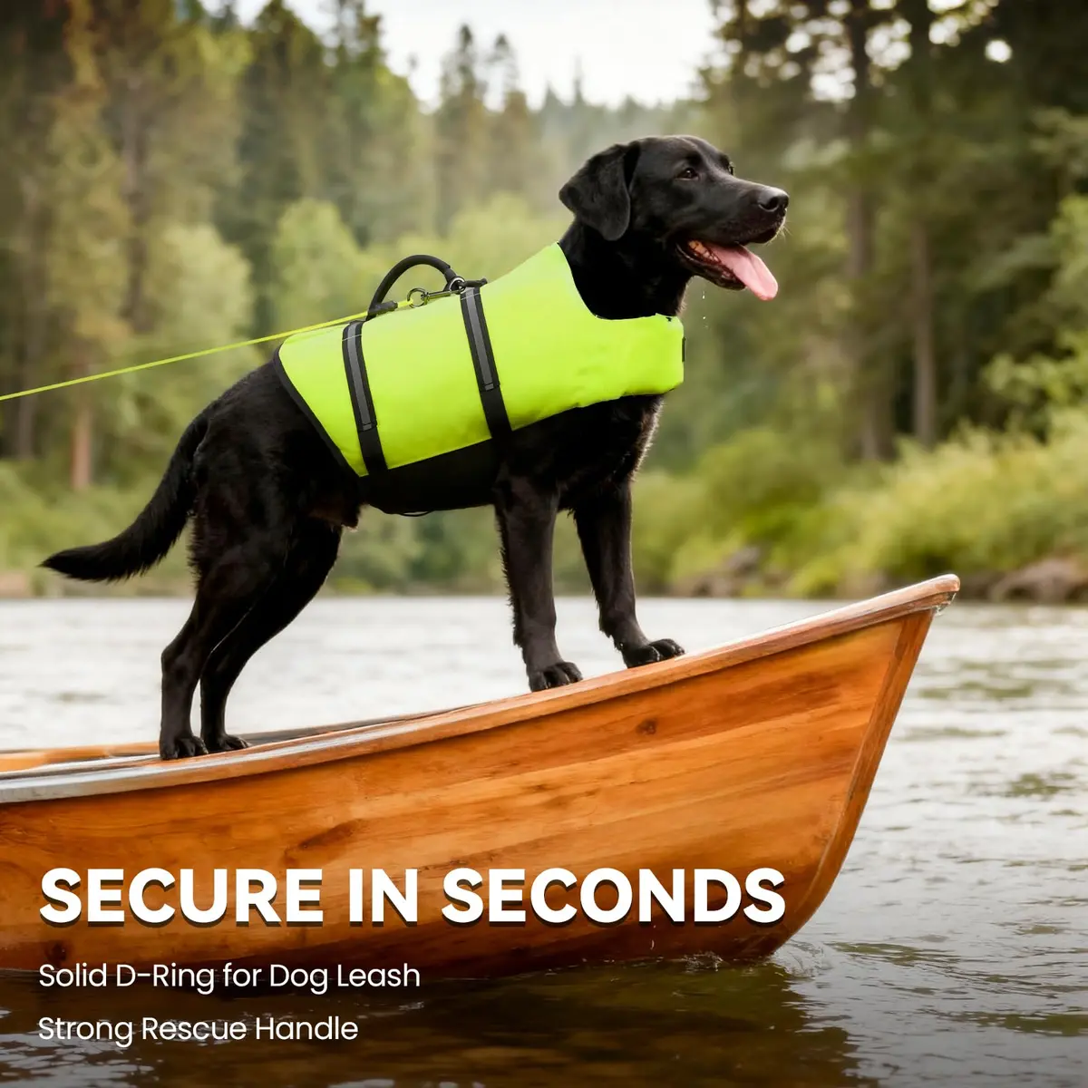 VIVAGLORY Dog Life Vest Rip Stop M Bright Yellow | Buoyant & Reflective for Water Safety - view 3
