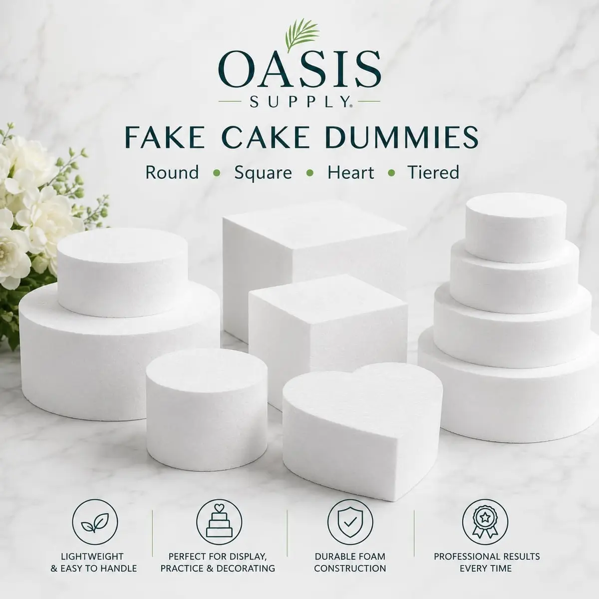 Oasis Supply Heart-Shaped Cake Dummy 18" | Practice & Display Cake Prop - view 6