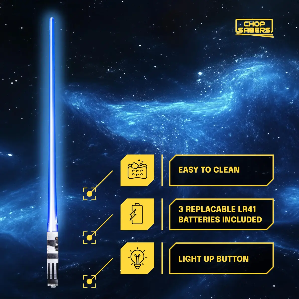 ChopSabers Lightsaber LED Chopsticks, Blue (25.4 cm / 10.25 inches) | Fun Food Wars - view 5
