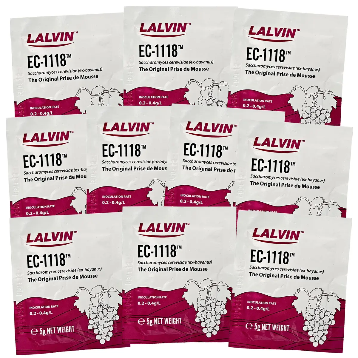 Lalvin EC-1118 Saccharomyces bayanus 10 Packs | High Alcohol Tolerance for Wine & Sparkling - main product image