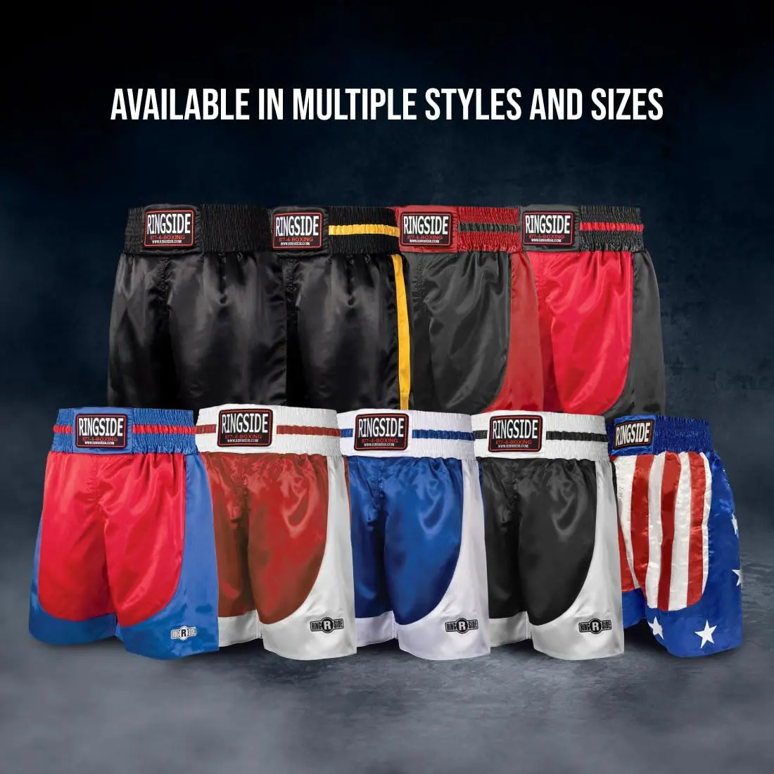 Ringside Pro-Style Boxing Trunks, Black, Youth Medium | Satin Shorts for Boxing & MMA - view 4