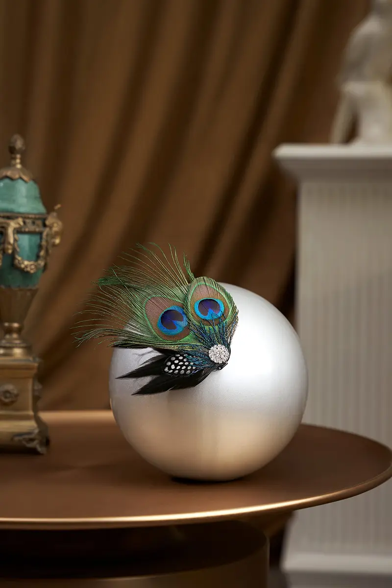BABEYOND Peacock Feather Hair Clip with Rhinestones | 1920s Peacock Flapper Fascinator, One Size - view 2