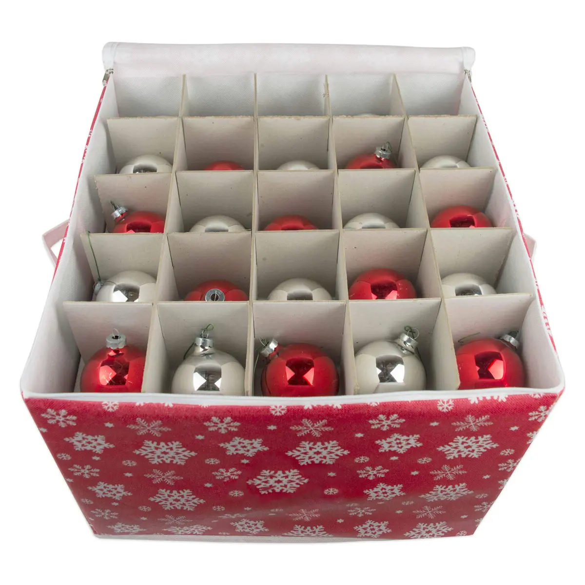 DII Christmas Ornament Storage Box with Dividers 16x16x13" Holds 75 Ornaments - view 6