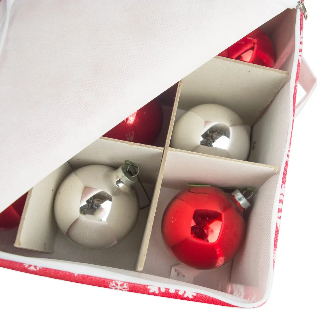 DII Christmas Ornament Storage Box with Dividers 16x16x13" Holds 75 Ornaments - view 7