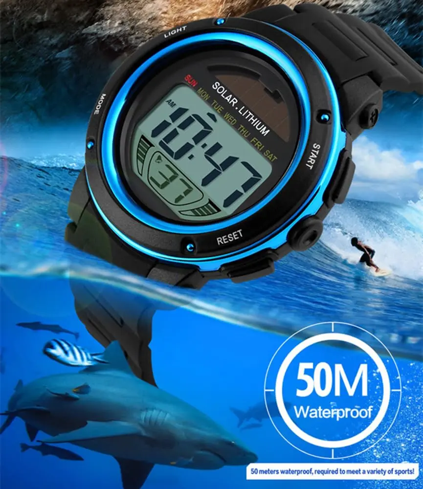 MASTOP Solar Watch Black LED Digital Military Waterproof Sports Watch 40mm (1.57in) - view 2
