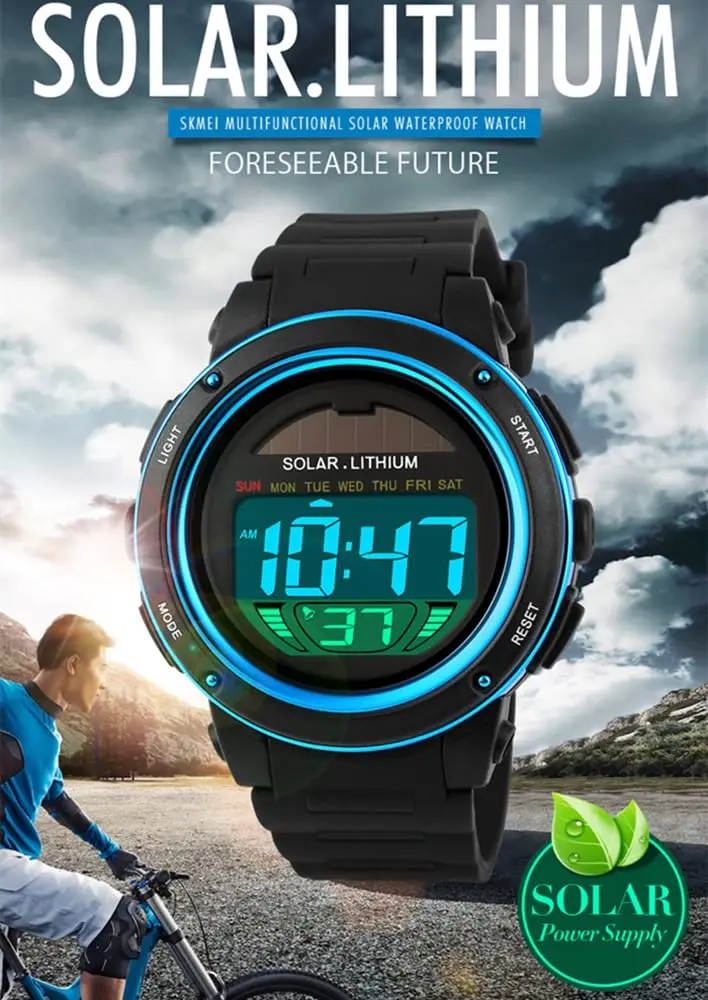 MASTOP Solar Watch Black LED Digital Military Waterproof Sports Watch 40mm (1.57in) - view 3